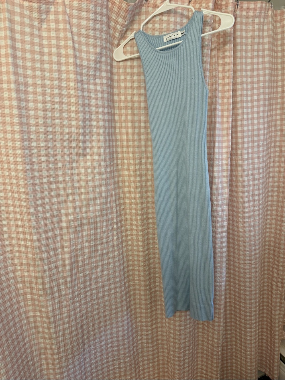 Petal & Pup Ribbed Light Blue Tank midi dress